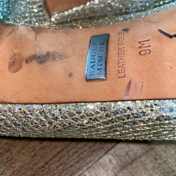 Badgley Mischka Metallic Crackled ‘Lust’ Heels 9M - Picture 12 of 15